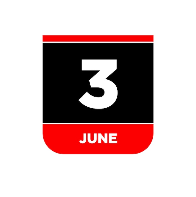 3rd June calendar vector icon 3 June monogram