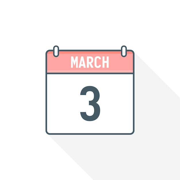 3rd March calendar icon March 3 calendar Date Month icon vector illustrator