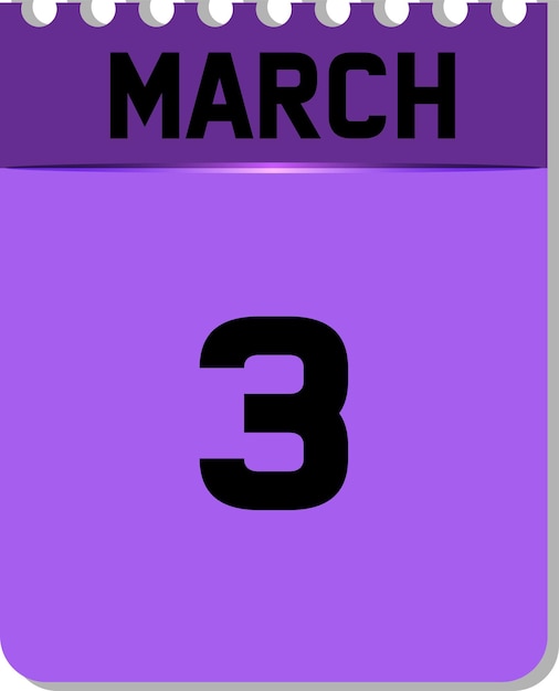ベクトル カレンダー アイコン紫と白の背景に黒で 3 月 3 日。色を変えることができます