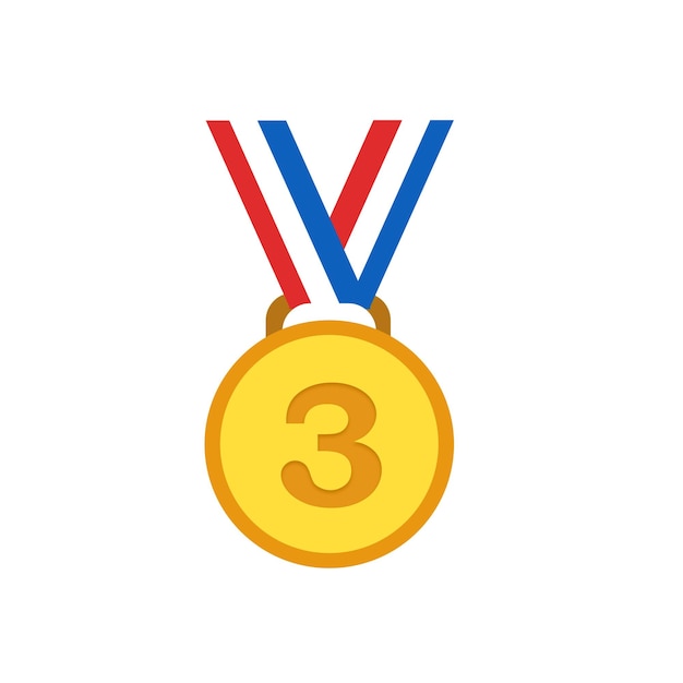 3rd Place Medal Vector Isolated Icon Emoji Illustration and Gold Medal Vector Emoticon