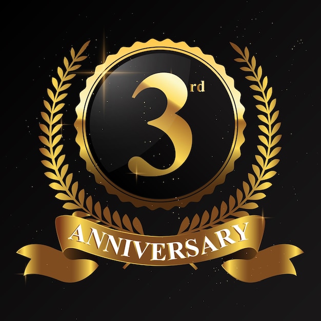3rdyear golden anniversary logo celebration with ring and ribbon
