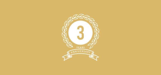 3st anniversary logo with white and gold background