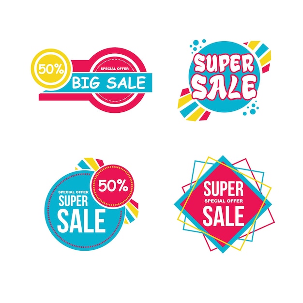 4 beautiful badges for sale vector illustration