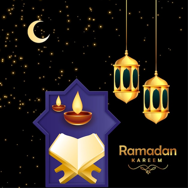 Vettore 4 belle decorazioni islamiche ramadan kareem festa islamica