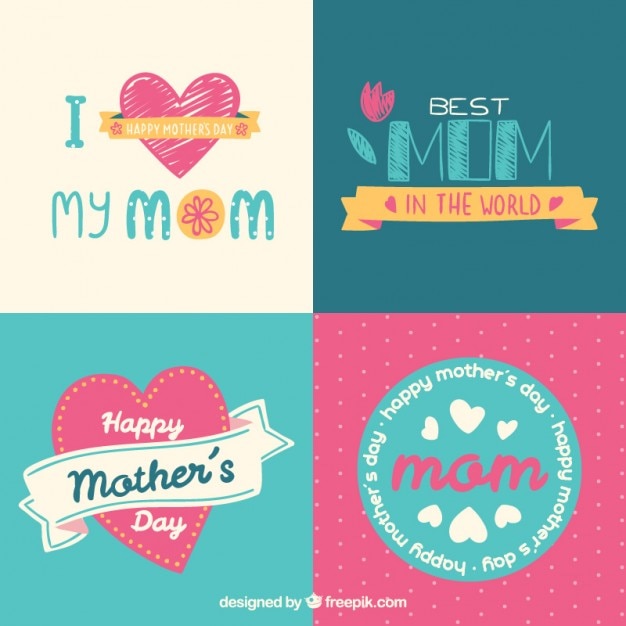 Vector 4 beautiful mother's day cards