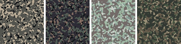 4 camouflage background set pattern design vector illustration army backdrop