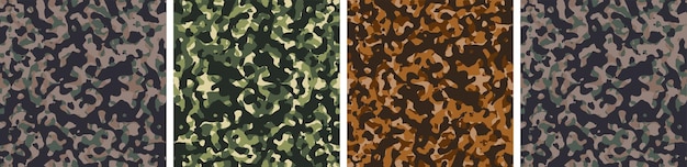 4 camouflage background set pattern design vector illustration army backdrop