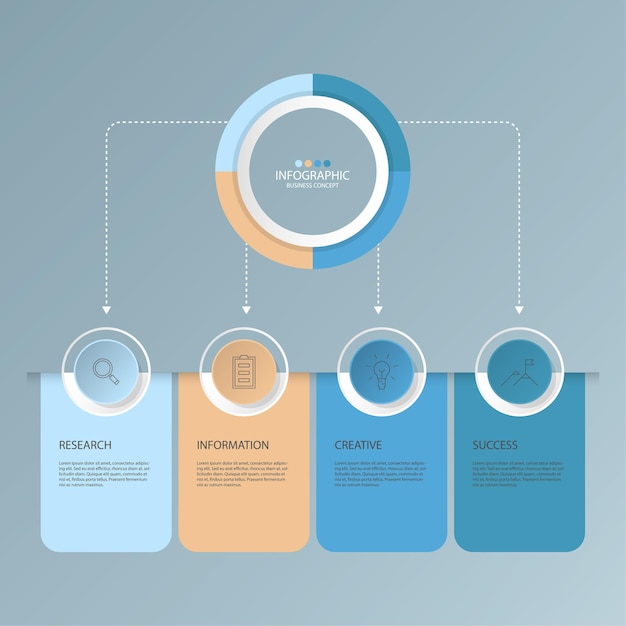 4 dati, infografiche di base e icone