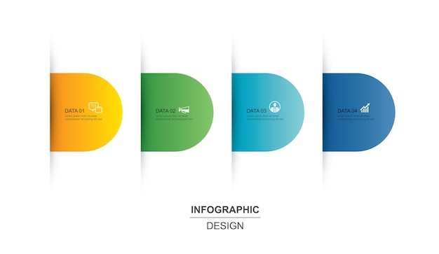 4 data infographics tab paper index template Vector illustration abstract background