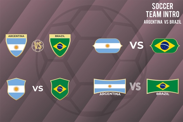 4 Different Flags Set For Argentina VS Brazil