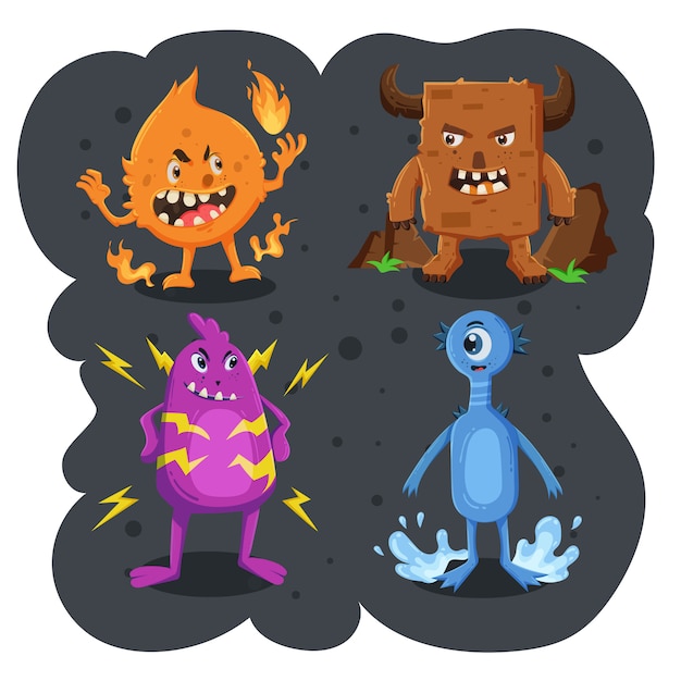 4 Element grappig monster