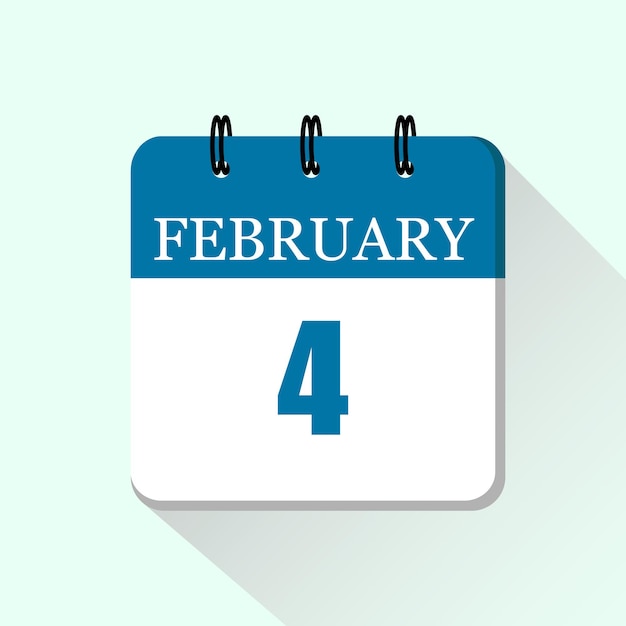 4 February Vector flat daily calendar icon Date and month