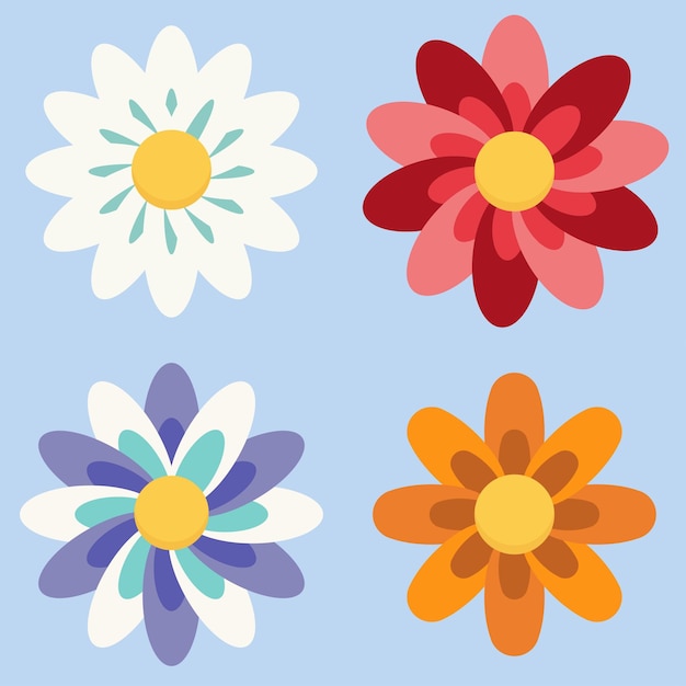 4 flowers vector