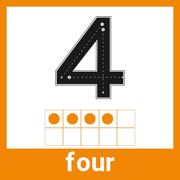 4 Four Number Counting Craze Stylish Flashcards for classroom and homeschool Trendy Boho Education