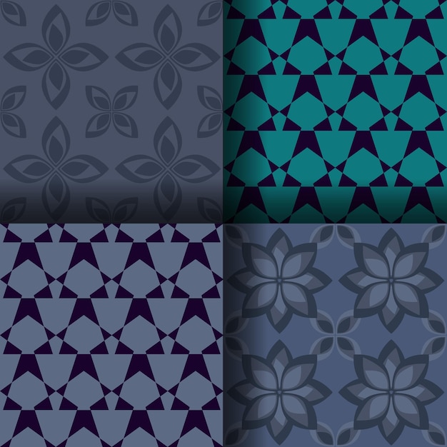 4 geometrische naadloze patroon set abstract floral sieraad vectorillustratie