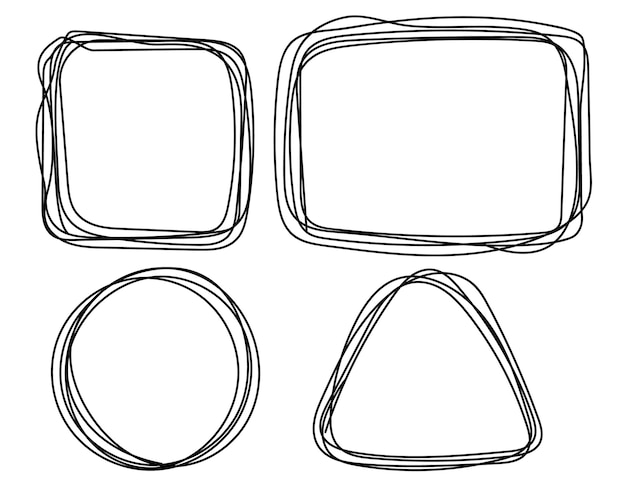 4 hand getrokken geometrische vormen hand getekend geïsoleerd op witte achtergrond vectorillustratie