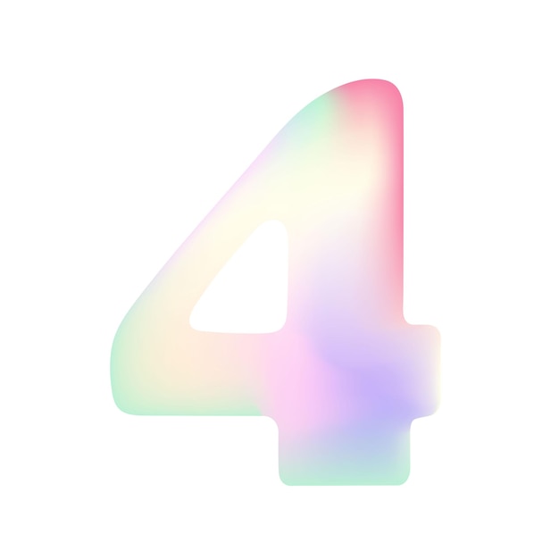 4 icon balloon in the shape of number four number four metal hologram sticker design anniversary