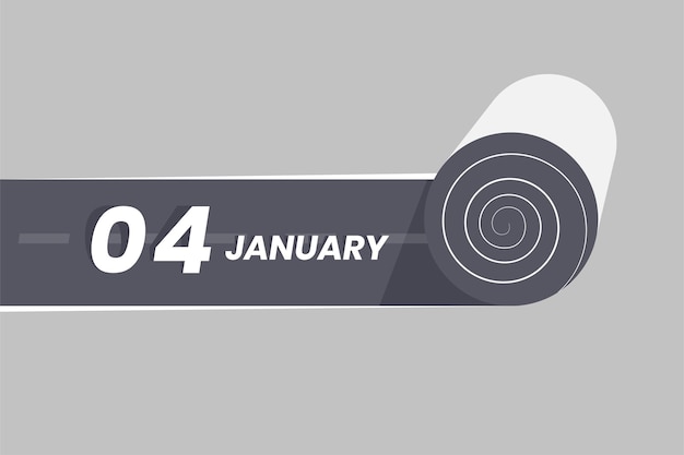 4 januari kalender icoon rollen in de weg 4 januari datum maand icoon vector illustrator