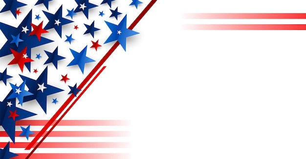 Vector 4 juli amerikaanse onafhankelijkheidsdag banner ontwerp van sterren op witte achtergrond met copy space vector illustratie