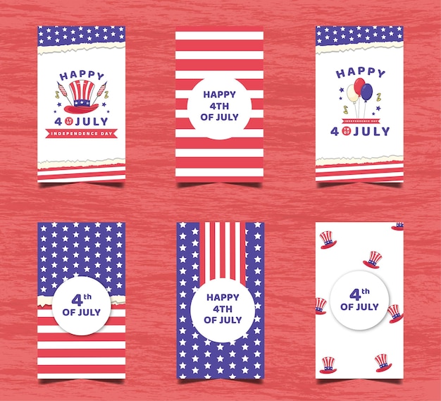 4 juli Happy Independence Day Instagram Stories collectie ontwerpsjabloon