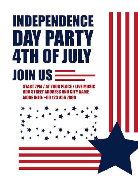 4 juli onafhankelijkheidsdag feest poster flyer social media post ontwerp