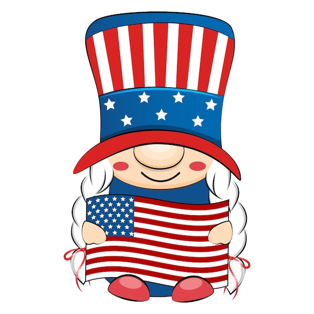 4 juli patriottische Amerikaanse kabouter. Onafhankelijkheidsdag illustratie.