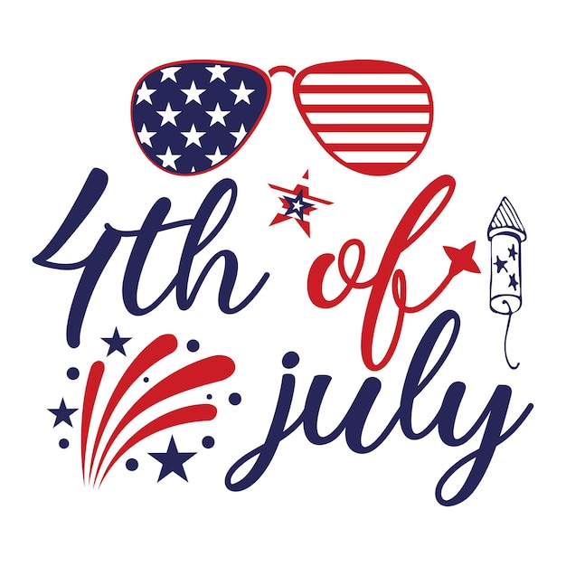 4 juli TShirt Design met vectorillustratie en elementen Onafhankelijkheidsdag belettering