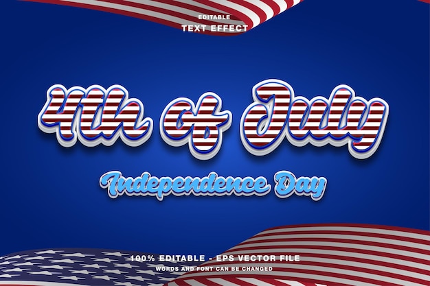 4 juli usa independence day 3d bewerkbaar teksteffect