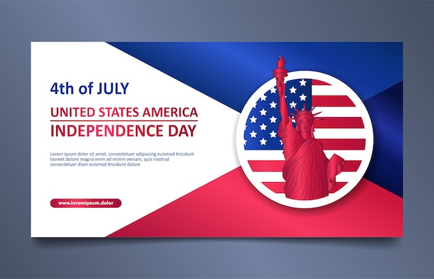 4 juli USA Independence Day vector Vrijheidsbeeld met Amerikaanse vlag en badge vector