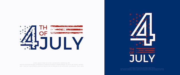 4 juli Vector Design Met unieke nummerillustraties Vector Premium ter herdenking van de Amerikaanse onafhankelijkheidsdag