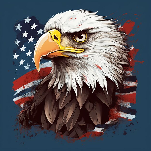 4 juli VS vlag adelaar best verkochte t-shirt ontwerp vector witte achtergrond hyper gedetailleerd 8k