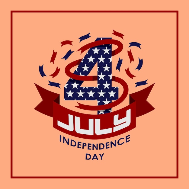 4 July Ribbon Typography