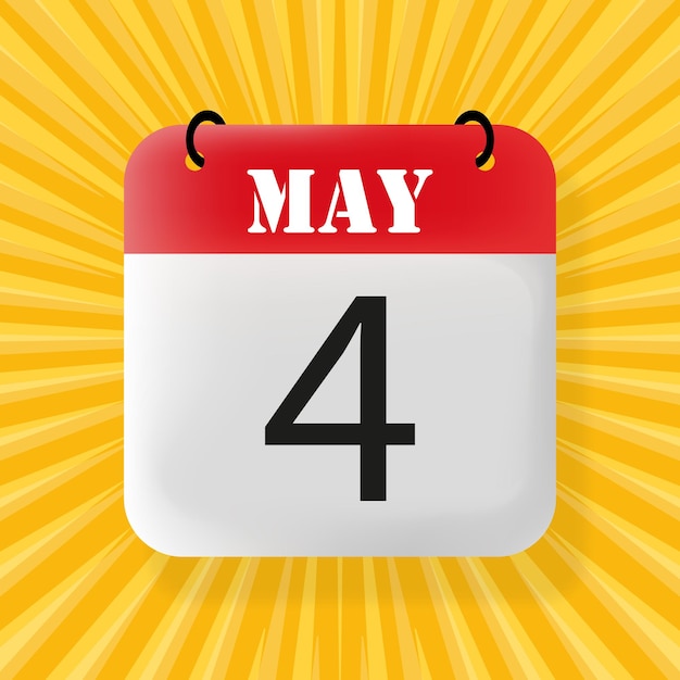 Вектор 4 мая календарь 2024 года 3d-иллюстрация в стиле поп-арта векторная икона для бизнеса и рекламы