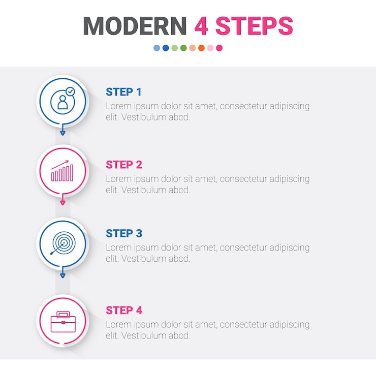 Vector 4 moderne stappen voor zaken