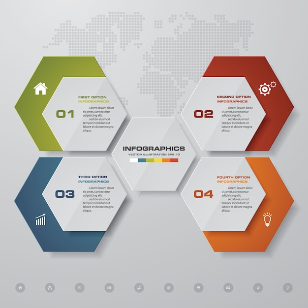 4 opties presentatie zakelijke infographics sjabloon.