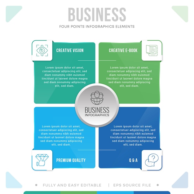 4ポイントクリーンでプロフェッショナルなインフォグラフィックデザインテンプレート