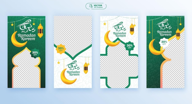 4 Ramadan Kareem Sale Banner Vector-sjabloon ingesteld voor reclame