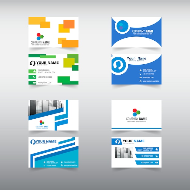 Vector 4 set business card template