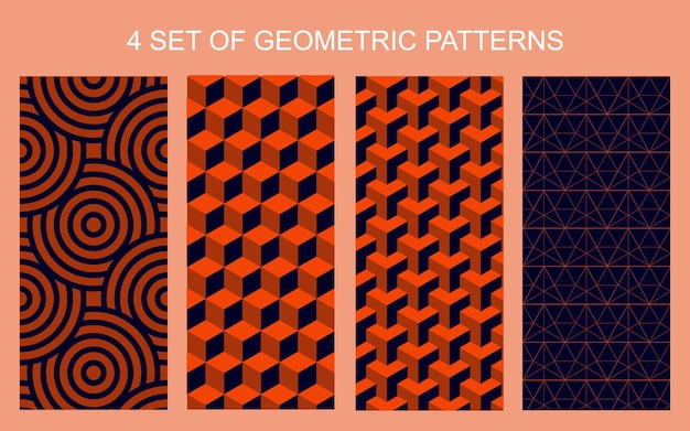 4 Set of Geometric seamless patterns Abstract geometric circle
triangle square hexagonal