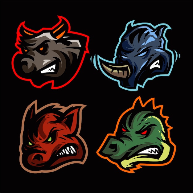 4 set mascotte logo gaming vector sjabloon