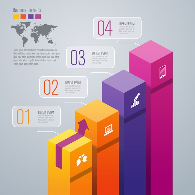 Vector 4 stappen bedrijfs infographic elementen voor de presentatie