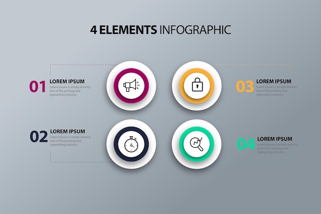 4 stappen datavisualisatie procesinfographics, procesdiagram