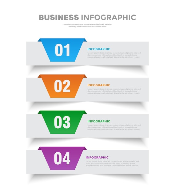 4 stappen flip plat zakelijk infographic sjabloonontwerp