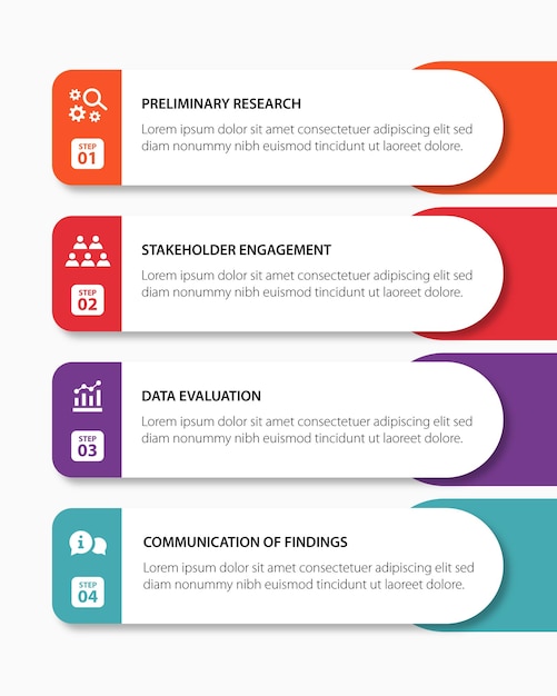 4 stappen infographic flowchart ontwerp sjabloon