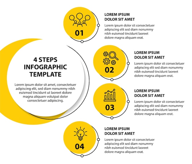 4 stappen infographic stroomdiagram ontwerpsjabloon
