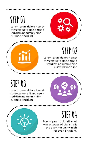 4 stappen infographic stroomdiagram ontwerpsjabloon