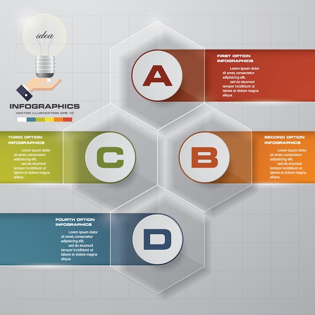 4 stappen infographics elementgrafiek voor presentatie.