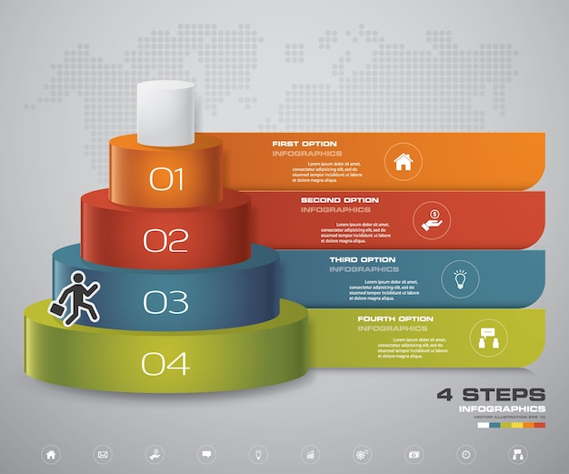 4-stappen-laagdiagram voor gegevenspresentatie.