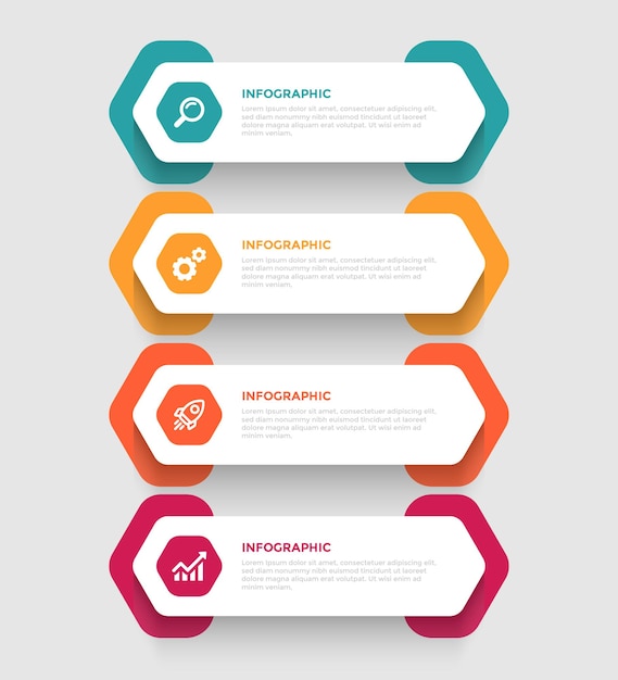 4 stappen platte zakelijke infographic sjabloon