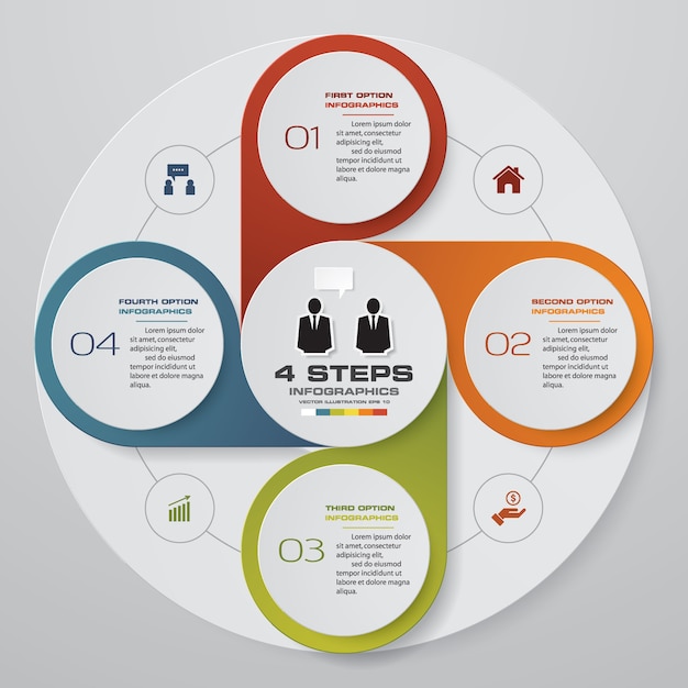 4 stappen procesontwerp infographicselement.